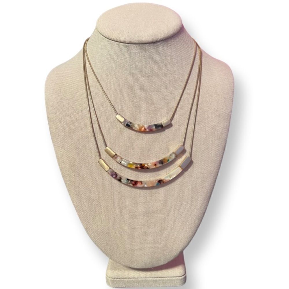⭐️3/$25⭐️ Triple Layer Mutlicolor Enamel Plaque Gold Tone Necklace